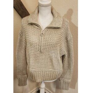 🤍 Sincerely Jules Cream Waffle Knit Half-Zip Sweater – Size Medium 🤍